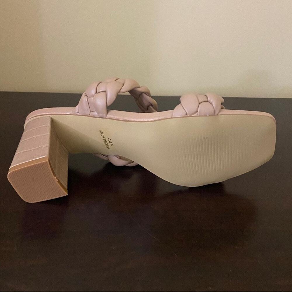 Rihero Women's Braided Heeled Sandals‎ Strappy Square Toe Slip On - Picture 7 of 7